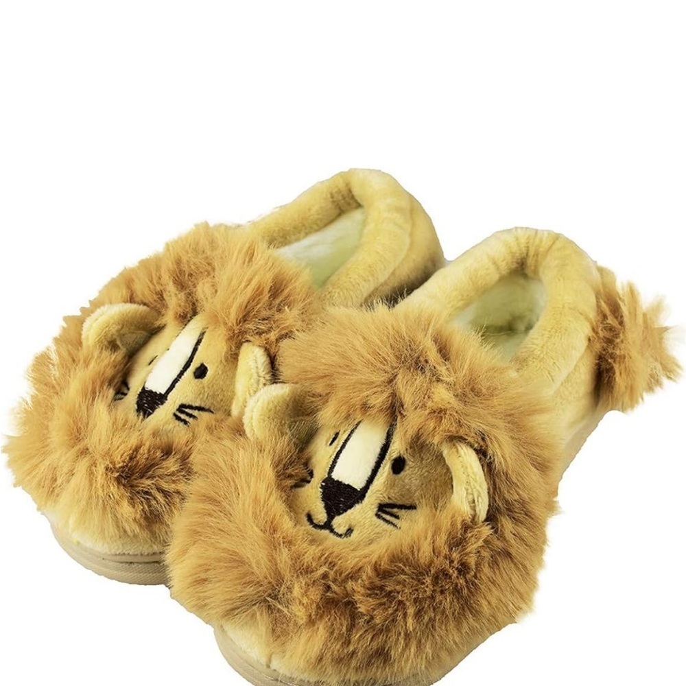 Kids Lion Slippers - Tan